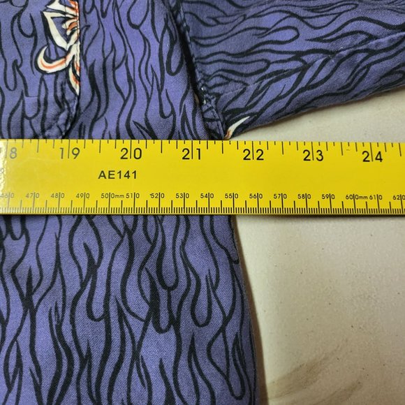 Vintage No Fear Men's Large Hawaiian Shirt 90s Retro Button Up Blue Floral Top - Picture 8 of 10